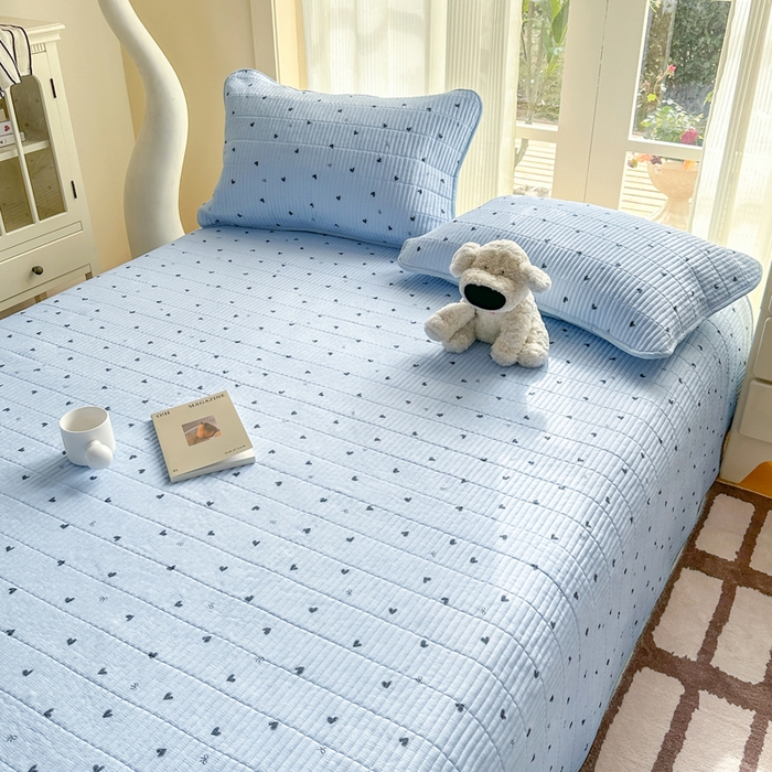 91家纺网 家纺一手货源 找家纺 晓时候 2026新款双层纱印花单床盖床盖单件单品床盖 小确幸