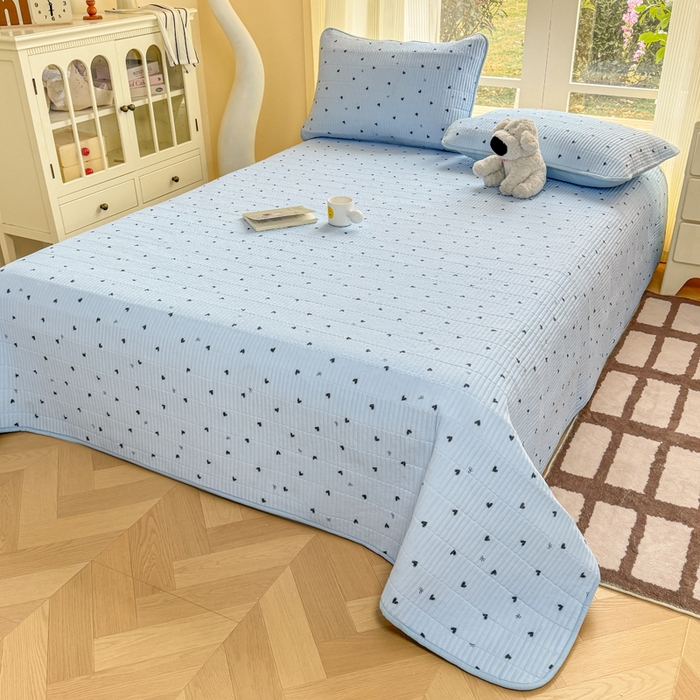 91家纺网 家纺一手货源 找家纺 晓时候 2026新款双层纱印花单床盖床盖单件单品床盖 小确幸