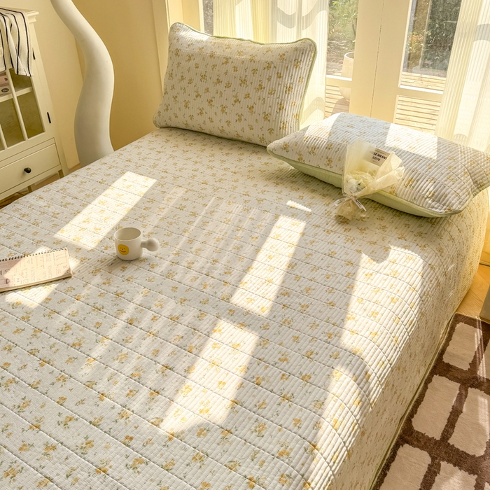 91家纺网 家纺一手货源 找家纺 晓时候 2026新款双层纱印花单床盖床盖单件单品床盖 安然入夏