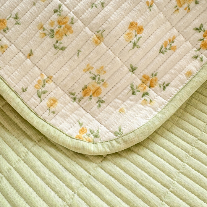 91家纺网 家纺一手货源 找家纺 晓时候 2026新款双层纱印花单床盖床盖单件单品床盖 安然入夏