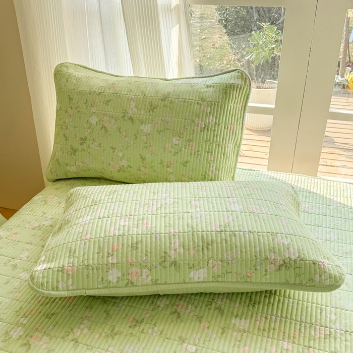 91家纺网 家纺一手货源 找家纺 晓时候 2026新款双层纱印花单床盖床盖单件单品床盖 芊芊花语