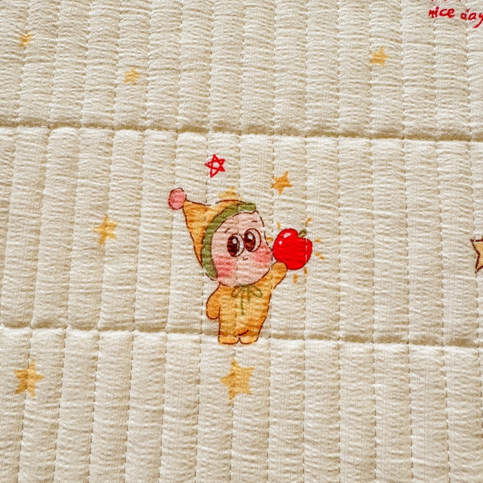 91家纺网 家纺一手货源 找家纺 晓时候 2026新款双层纱印花单床盖床盖单件单品床盖 萌萌星星人