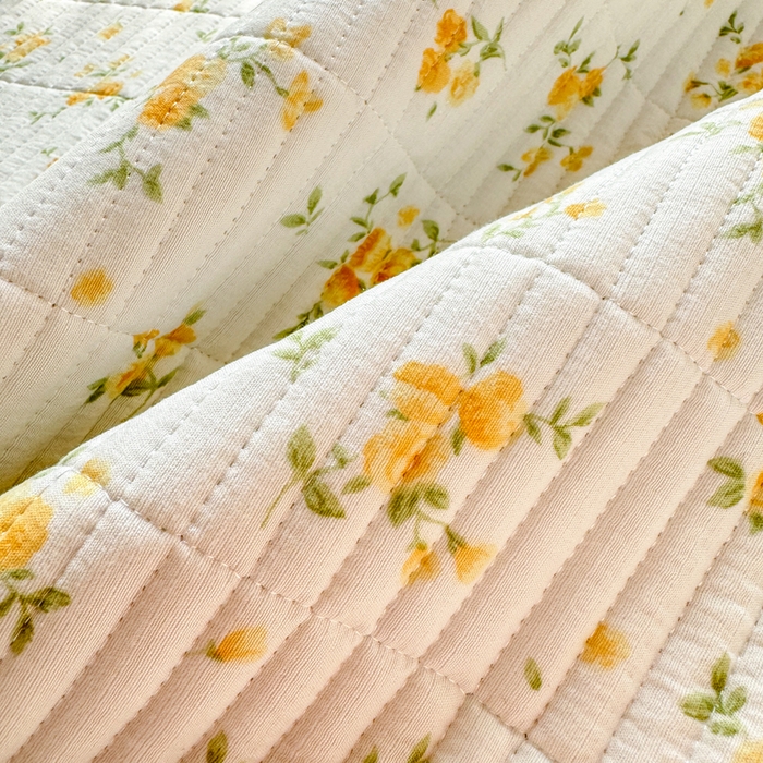 91家纺网 家纺一手货源 找家纺 晓时候 2026新款双层纱印花单床盖床盖单件单品床盖 安然入夏