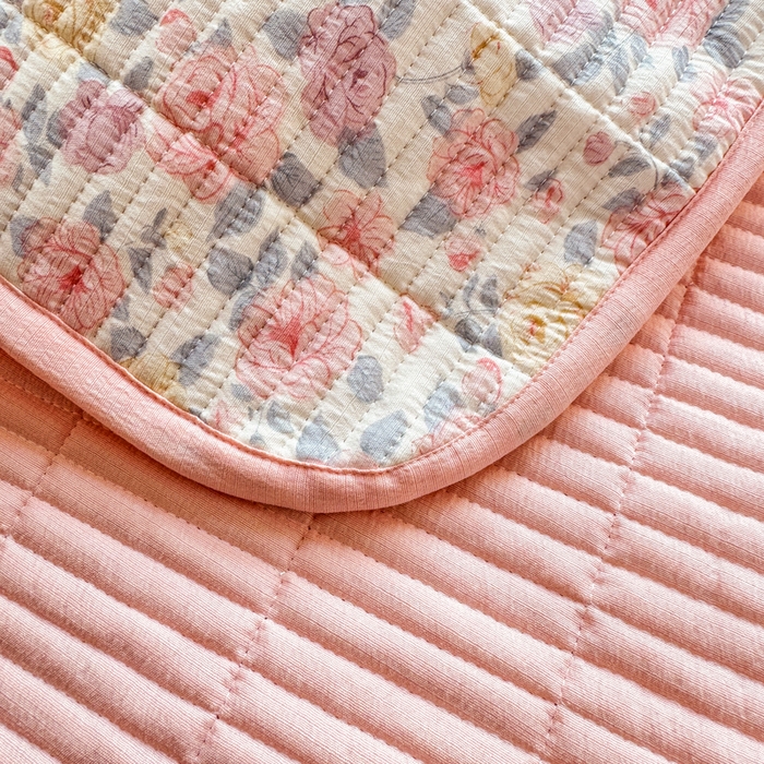 91家纺网 家纺一手货源 找家纺 晓时候 2026新款双层纱印花单床盖床盖单件单品床盖 繁花