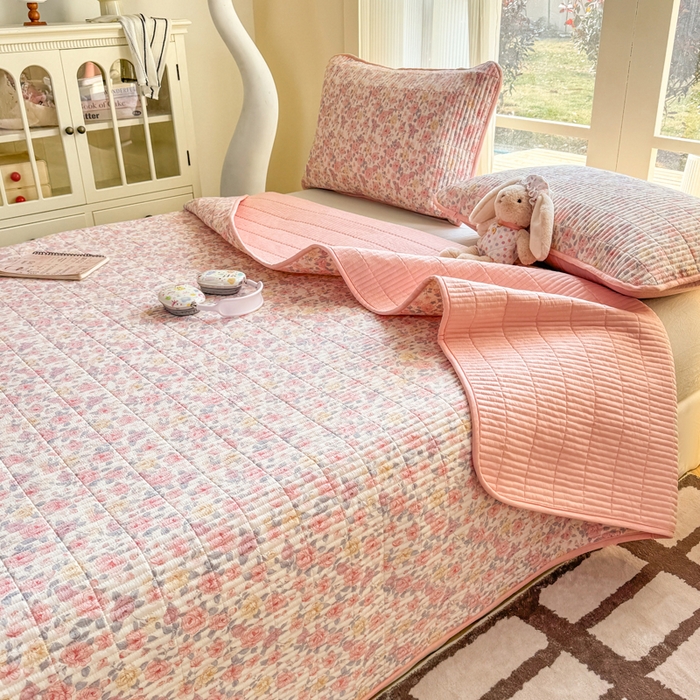 91家纺网 家纺一手货源 找家纺 晓时候 2026新款双层纱印花单床盖床盖单件单品床盖 繁花