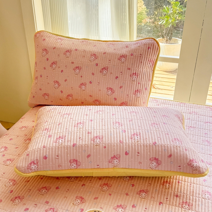 91家纺网 家纺一手货源 找家纺 晓时候 2026新款双层纱印花单床盖床盖单件单品床盖 甜心女孩