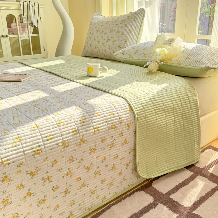 91家纺网 家纺一手货源 找家纺 晓时候 2026新款双层纱印花单床盖床盖单件单品床盖 安然入夏