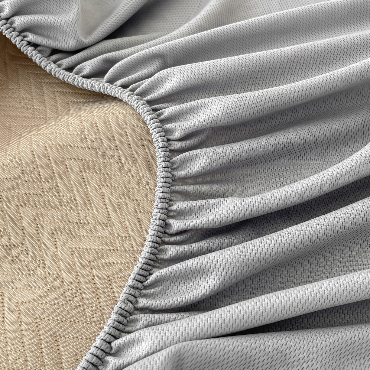 91家纺网 家纺一手货源 找家纺 羚羊语家纺 2026新款PE提花凉泡泡席床笠款460克冰萃席凉豆豆夏季几何轻奢凉感软席子三件套【配包装】 冰萃席-菱序