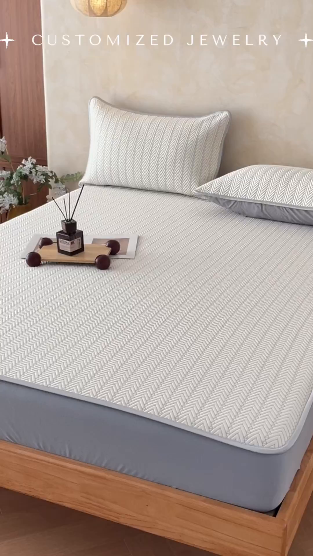 91家纺网 家纺一手货源 找家纺 羚羊语家纺 2026新款PE提花凉泡泡席床笠款460克冰萃席凉豆豆夏季几何轻奢凉感软席子三件套【配包装】 冰萃席-菱序