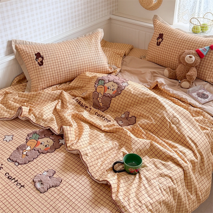 91家纺网 家纺一手货源 找家纺 暖生活 2026新款工艺款全棉水洗棉夏被四件套夏凉被空调被 萌宝星星