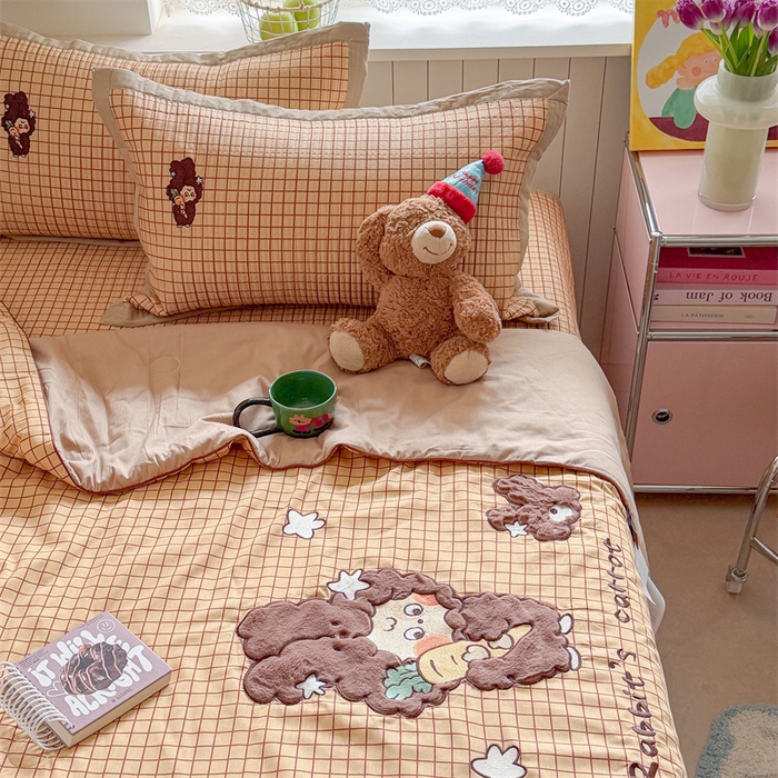 91家纺网 家纺一手货源 找家纺 暖生活 2026新款工艺款全棉水洗棉夏被四件套夏凉被空调被 萌宝星星