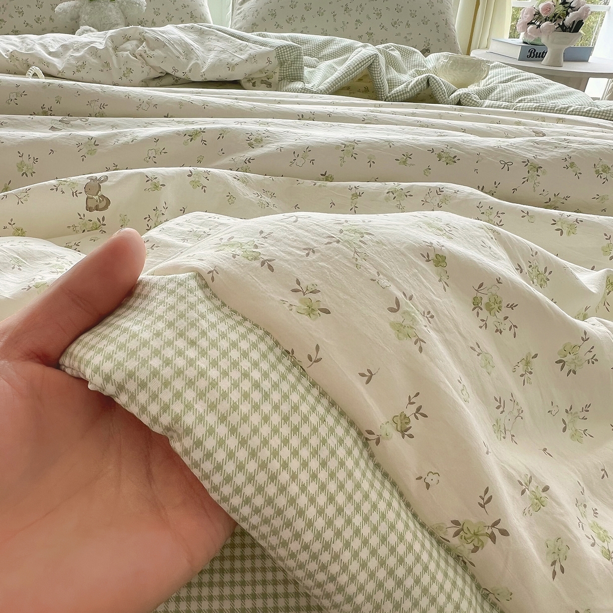 91家纺网 家纺一手货源 找家纺 （总）宝士康家纺 2026新款抗菌亲肤棉田园碎花格子单夏被/夏被四件套