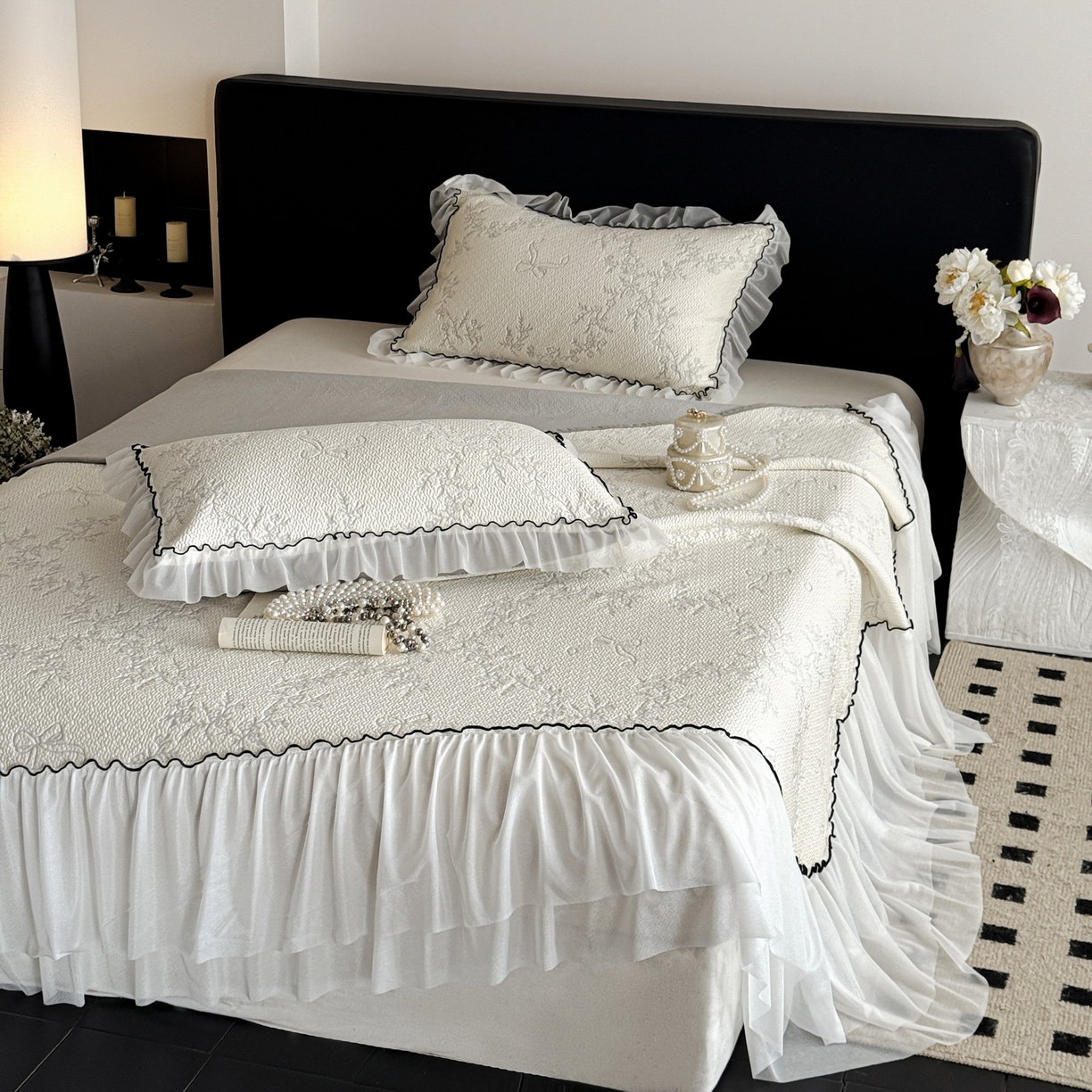 91家纺网 家纺一手货源 找家纺 羚羊语家纺 2025新款A类全棉生态磨毛100棉数码印花四件套活性磨毛轻奢美拉德系简约花卉床单床笠三件套 印象派