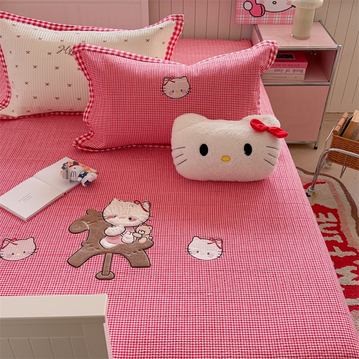 91家纺网 家纺一手货源 找家纺 暖生活 2026新款工艺款全棉水洗棉夏被四件套夏凉被空调被 木马小咪