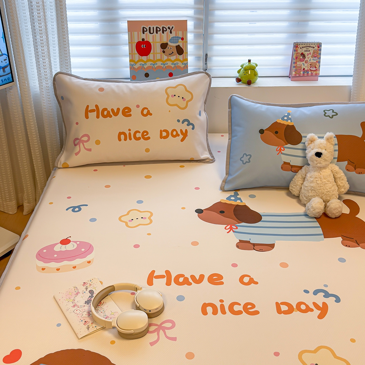 91家纺网 家纺一手货源 找家纺 （总）懒猫家纺 2026新款大版卡通凉感冰丝床笠款凉席席子