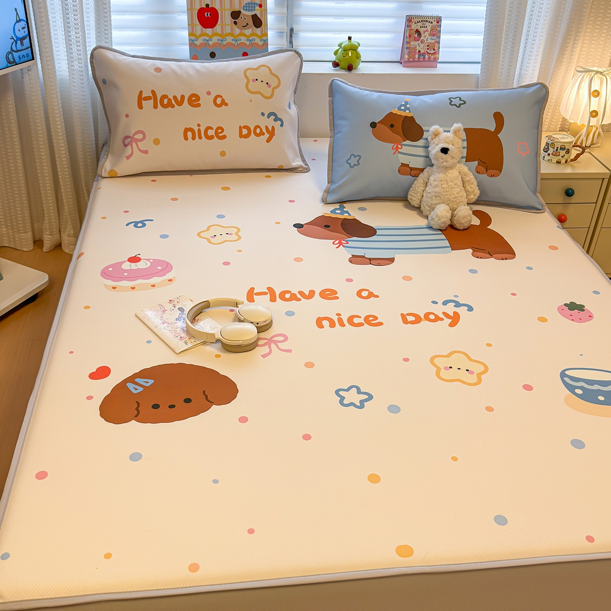 91家纺网 家纺一手货源 找家纺 （总）懒猫家纺 2026新款大版卡通凉感冰丝床笠款凉席席子