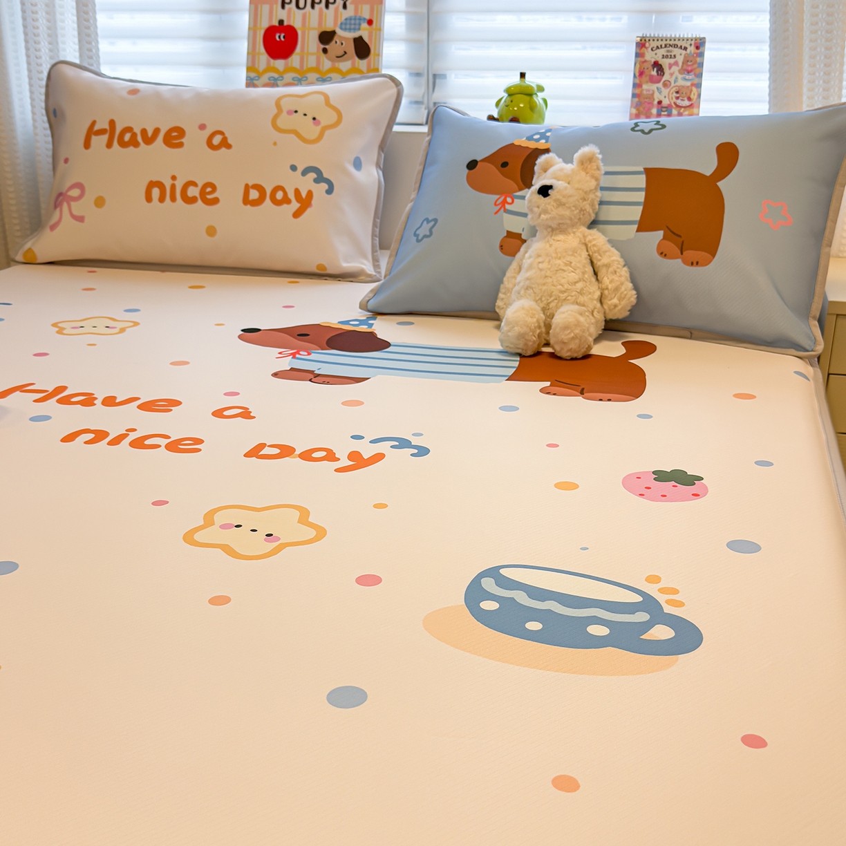 91家纺网 家纺一手货源 找家纺 （总）懒猫家纺 2026新款大版卡通凉感冰丝床笠款凉席席子