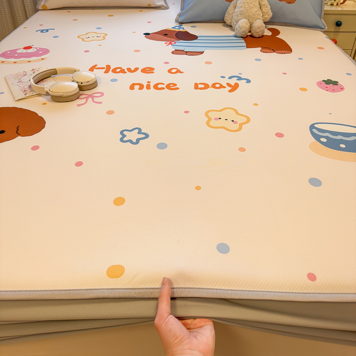 91家纺网 家纺一手货源 找家纺 （总）懒猫家纺 2026新款大版卡通凉感冰丝床笠款凉席席子