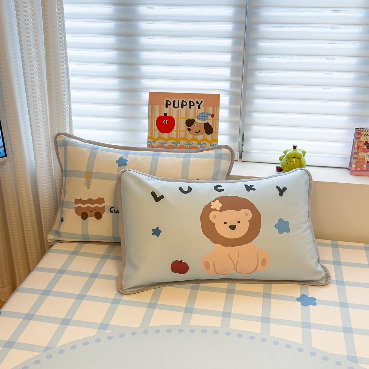 91家纺网 家纺一手货源 找家纺 懒猫家纺 2026新款大版卡通凉感冰丝床笠款凉席席子 床笠席-幸运家族