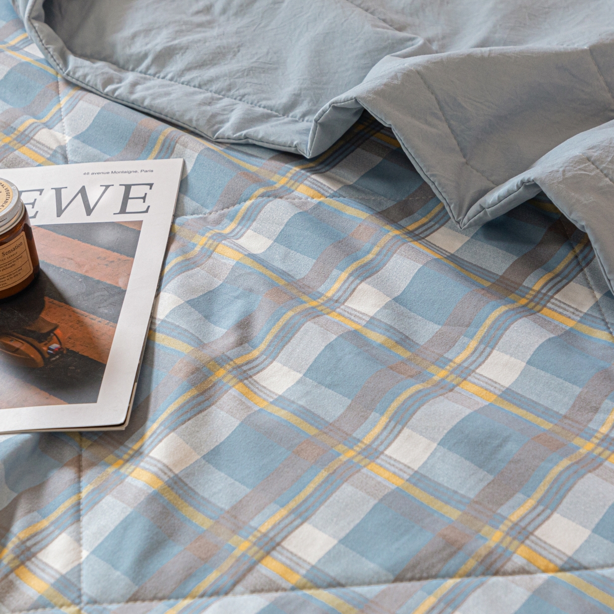 91家纺网 家纺一手货源 找家纺 寐眠 2026新款A类水洗棉棉花夏凉空调被 浅蓝芝士