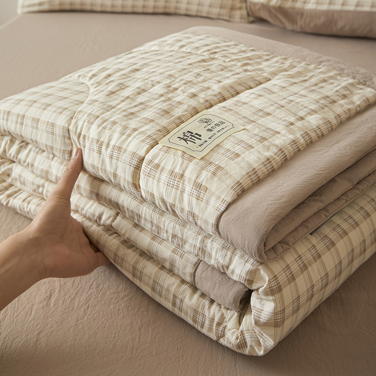 寐眠 2026新款A类水洗棉棉花夏凉空调被 燕麦小方