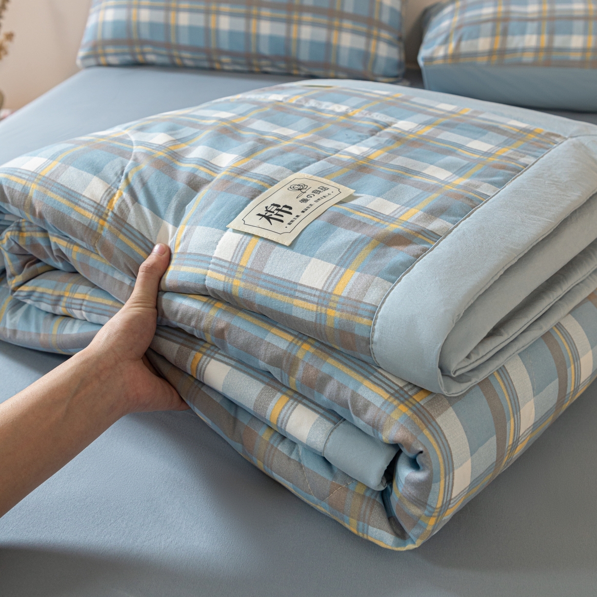 寐眠 2026新款A类水洗棉棉花夏凉空调被 浅蓝芝士