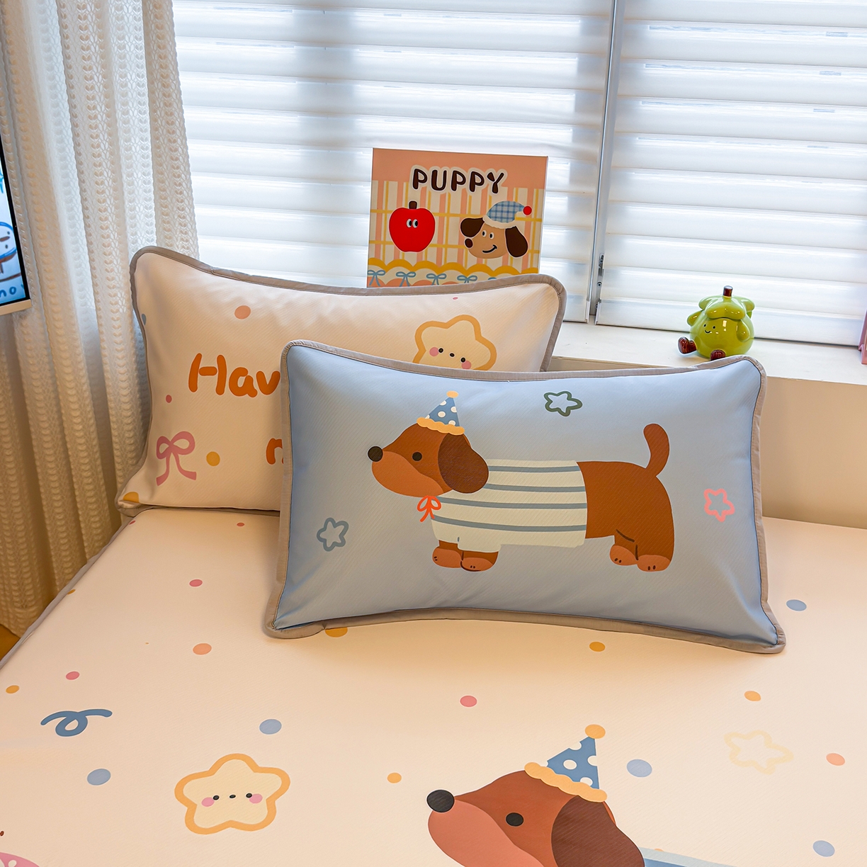 91家纺网 家纺一手货源 找家纺 懒猫家纺 2026新款大版卡通凉感冰丝床笠款凉席席子 床笠席-彩豆旺柴