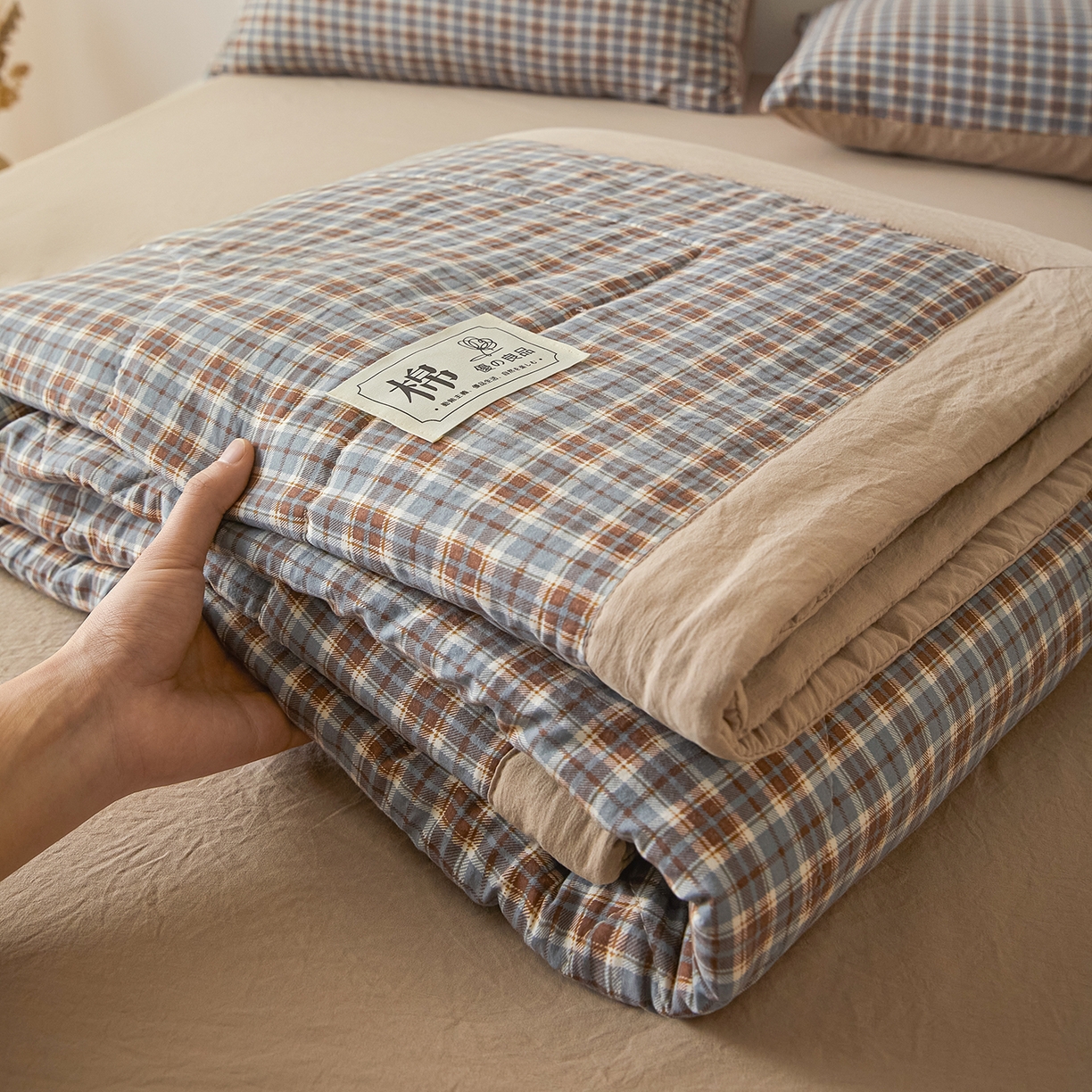 寐眠 2026新款A类水洗棉棉花夏凉空调被 亚麻蓝调