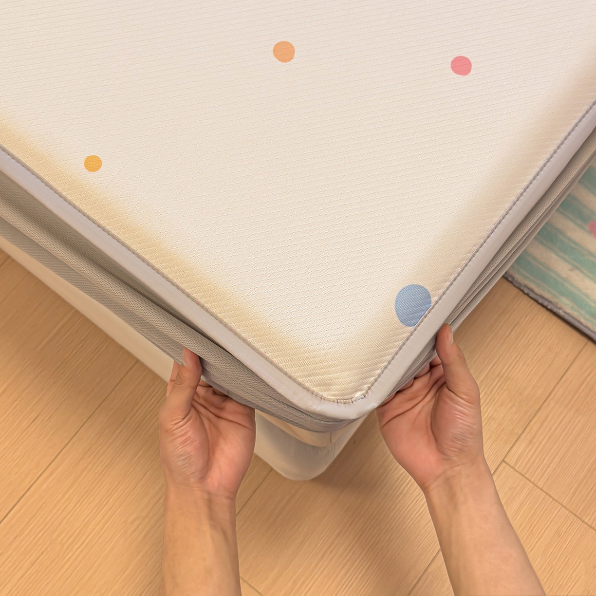 91家纺网 家纺一手货源 找家纺 懒猫家纺 2026新款大版卡通凉感冰丝床笠款凉席席子 床笠席-彩豆旺柴