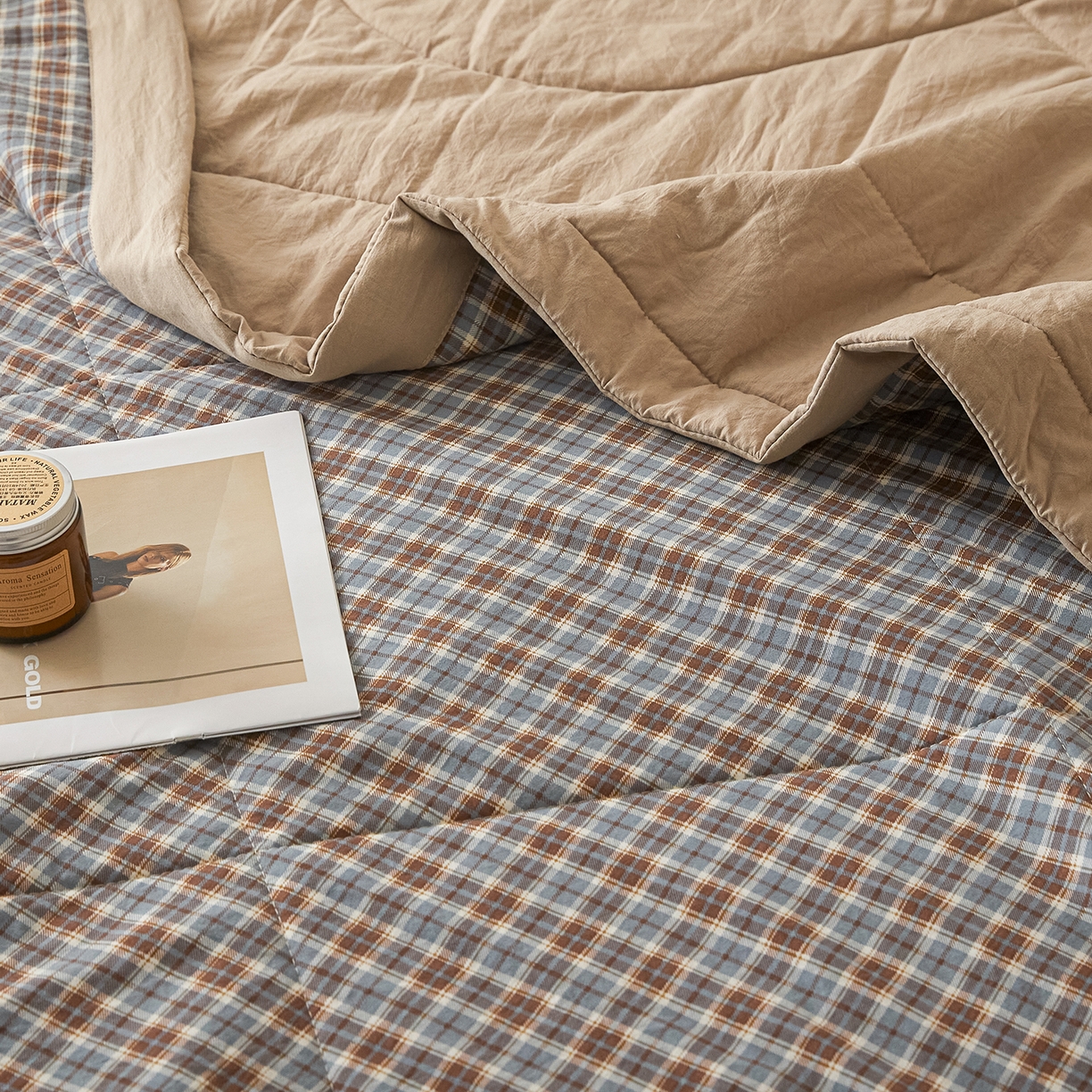 91家纺网 家纺一手货源 找家纺 寐眠 2026新款A类水洗棉棉花夏凉空调被 亚麻蓝调