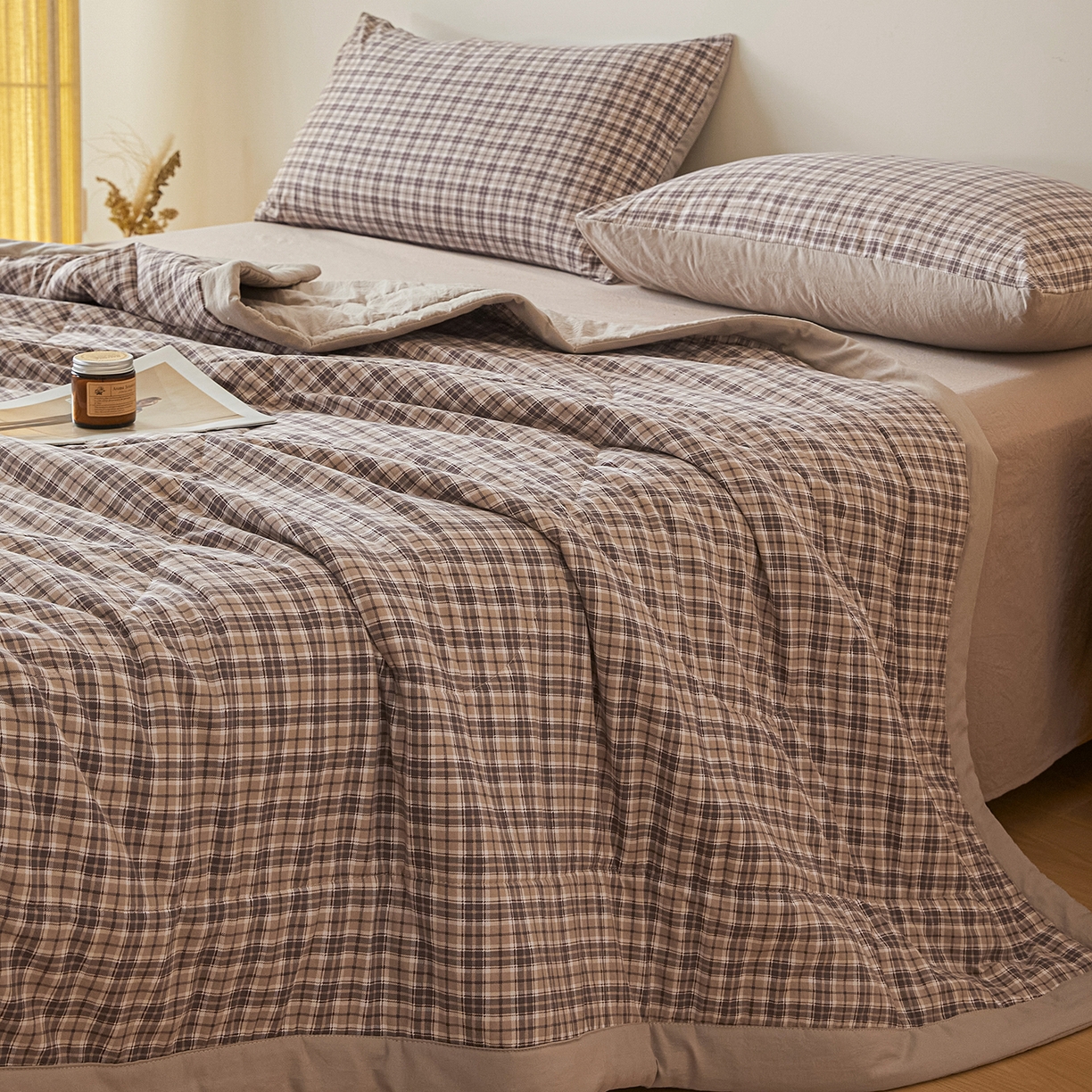 91家纺网 家纺一手货源 找家纺 寐眠 2026新款A类水洗棉棉花夏凉空调被 芋泥奶咖