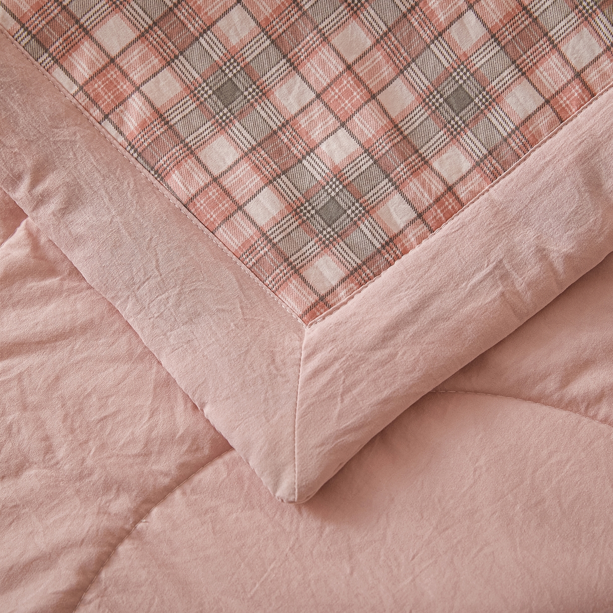 91家纺网 家纺一手货源 找家纺 寐眠 2026新款A类水洗棉棉花夏凉空调被 烟粉撞格