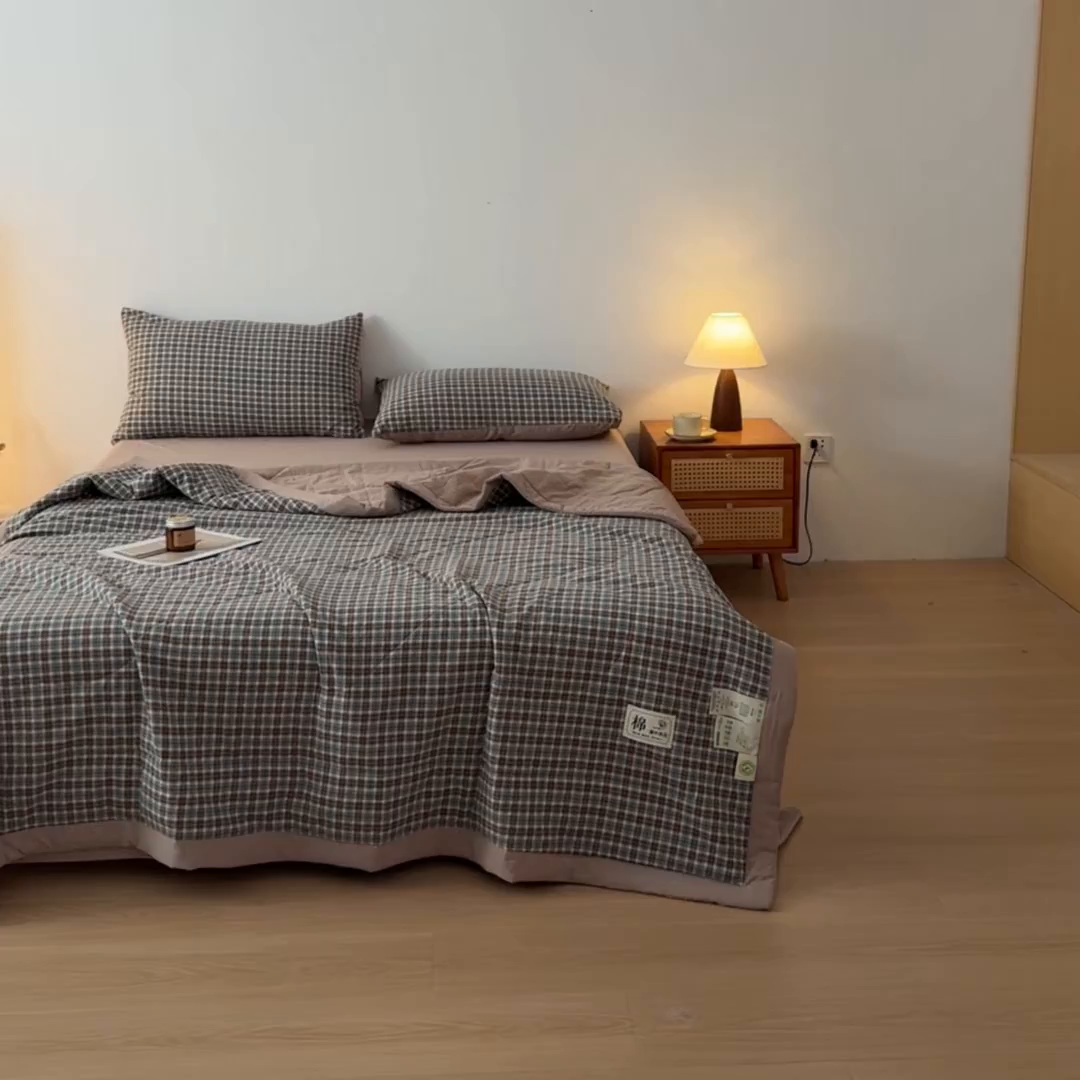 91家纺网 家纺一手货源 找家纺 寐眠 2026新款A类水洗棉棉花夏凉空调被 亚麻蓝调