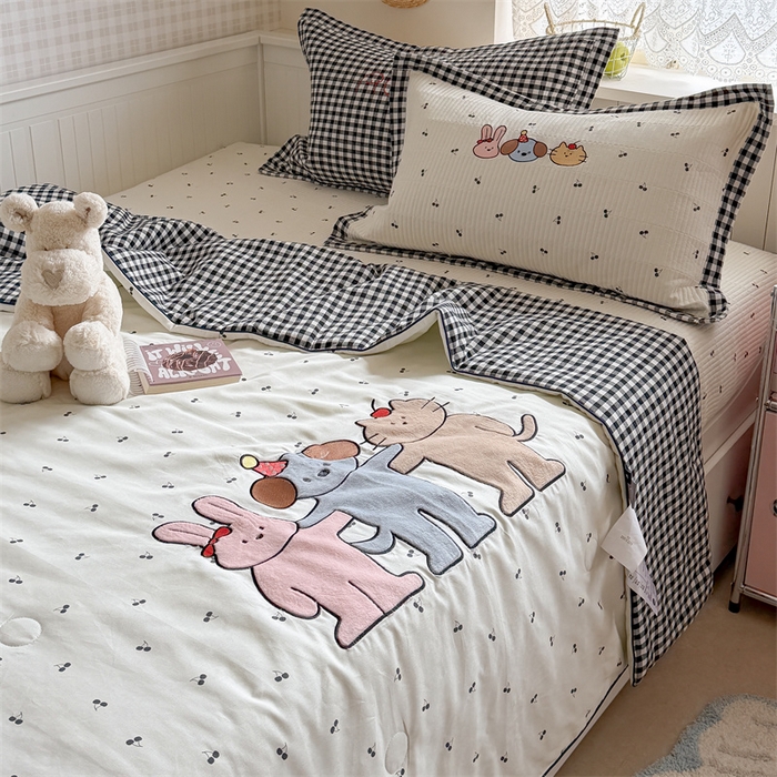 91家纺网 家纺一手货源 找家纺 暖生活 2026新款工艺款全棉水洗棉夏被四件套夏凉被空调被 三伙伴