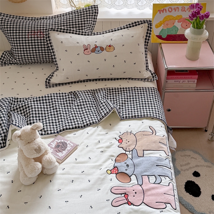 91家纺网 家纺一手货源 找家纺 暖生活 2026新款工艺款全棉水洗棉夏被四件套夏凉被空调被 三伙伴