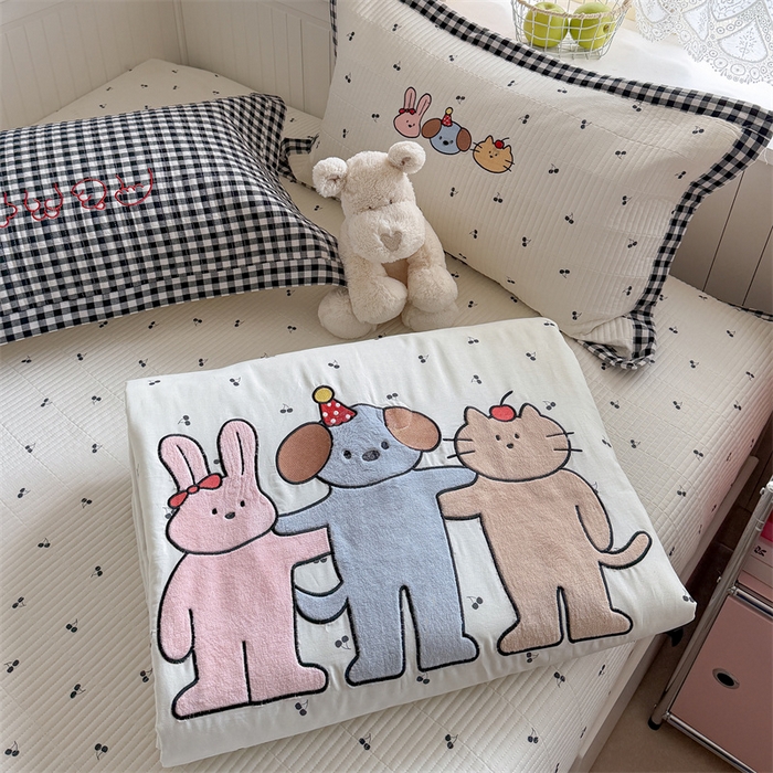 91家纺网 家纺一手货源 找家纺 暖生活 2026新款工艺款全棉水洗棉夏被四件套夏凉被空调被 三伙伴