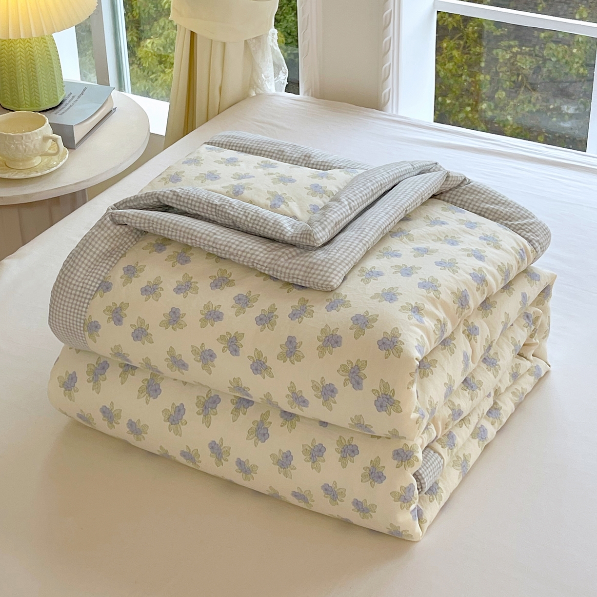 91家纺网 家纺一手货源 找家纺 （总）宝士康家纺 2026新款抗菌亲肤棉田园碎花格子单夏被/夏被四件套