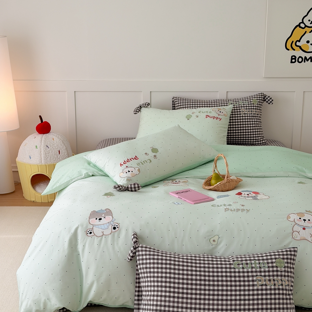 91家纺网 家纺一手货源 找家纺 （总）懒猫家纺 2026新款【童趣系列】全棉纯棉印花刺绣套件【带礼盒】【带图片同款立体蝴蝶结】