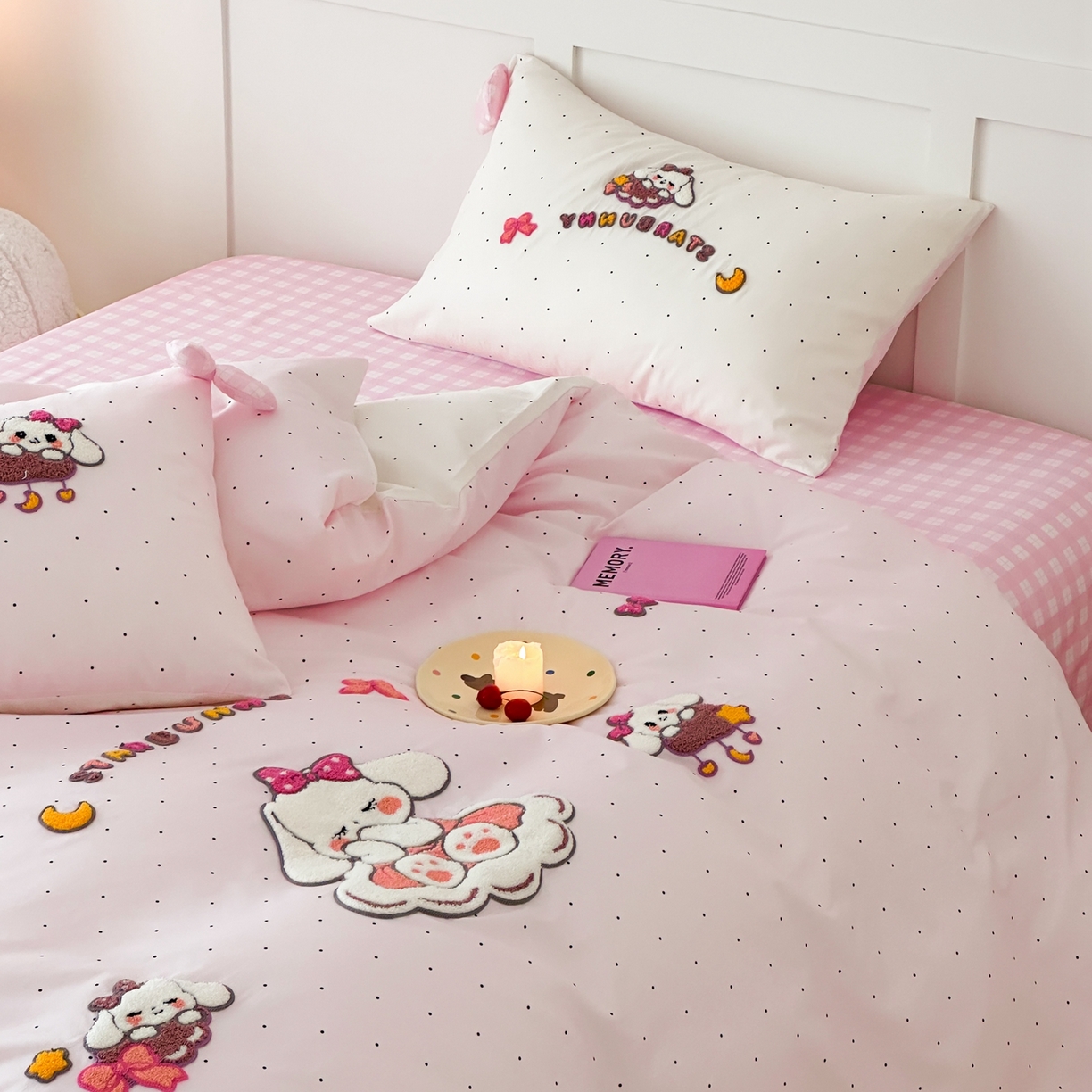 91家纺网 家纺一手货源 找家纺 懒猫家纺 2026新款【童趣系列】全棉纯棉印花刺绣套件【带礼盒】【带图片同款立体蝴蝶结】 兔宝云朵屋