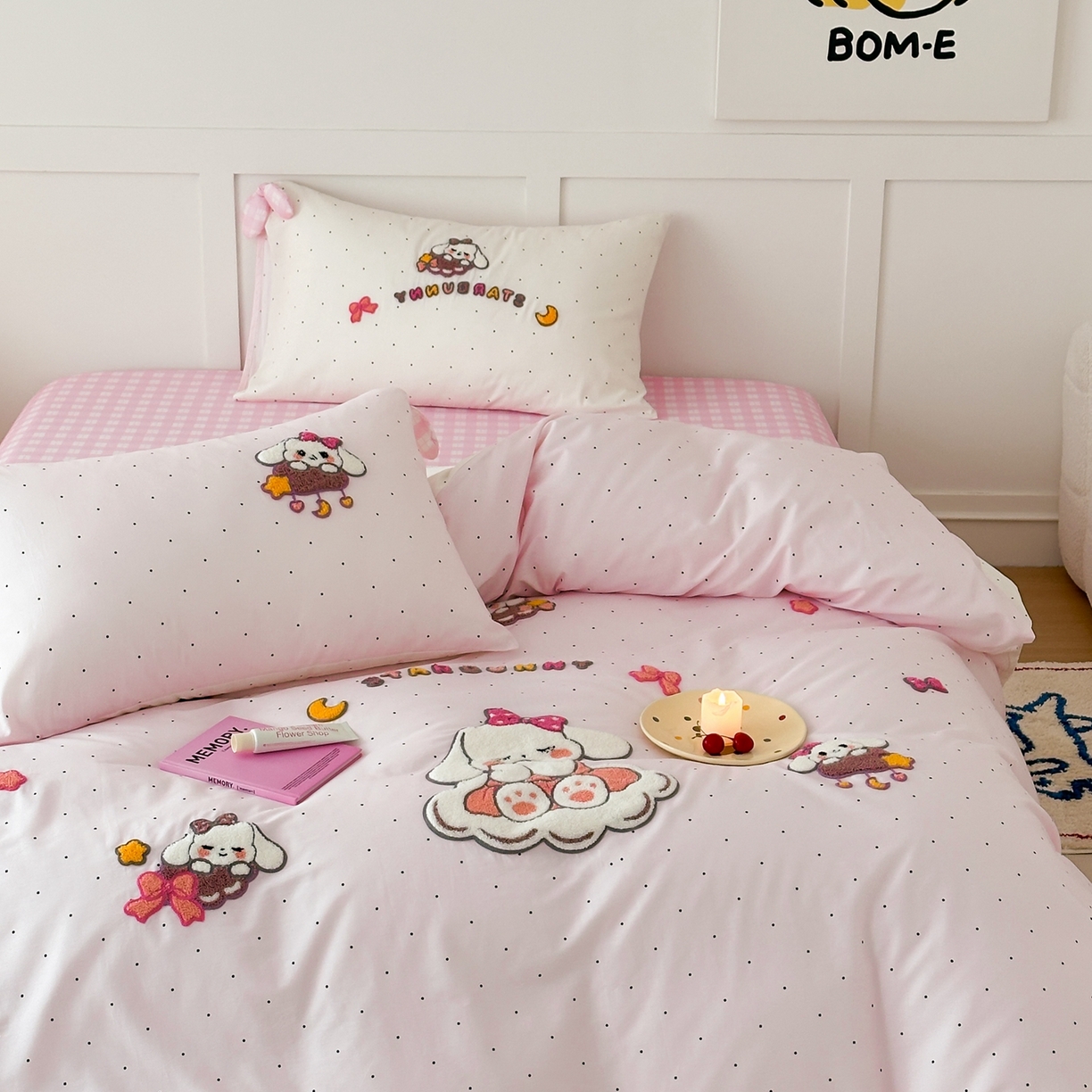 91家纺网 家纺一手货源 找家纺 懒猫家纺 2026新款【童趣系列】全棉纯棉印花刺绣套件【带礼盒】【带图片同款立体蝴蝶结】 兔宝云朵屋