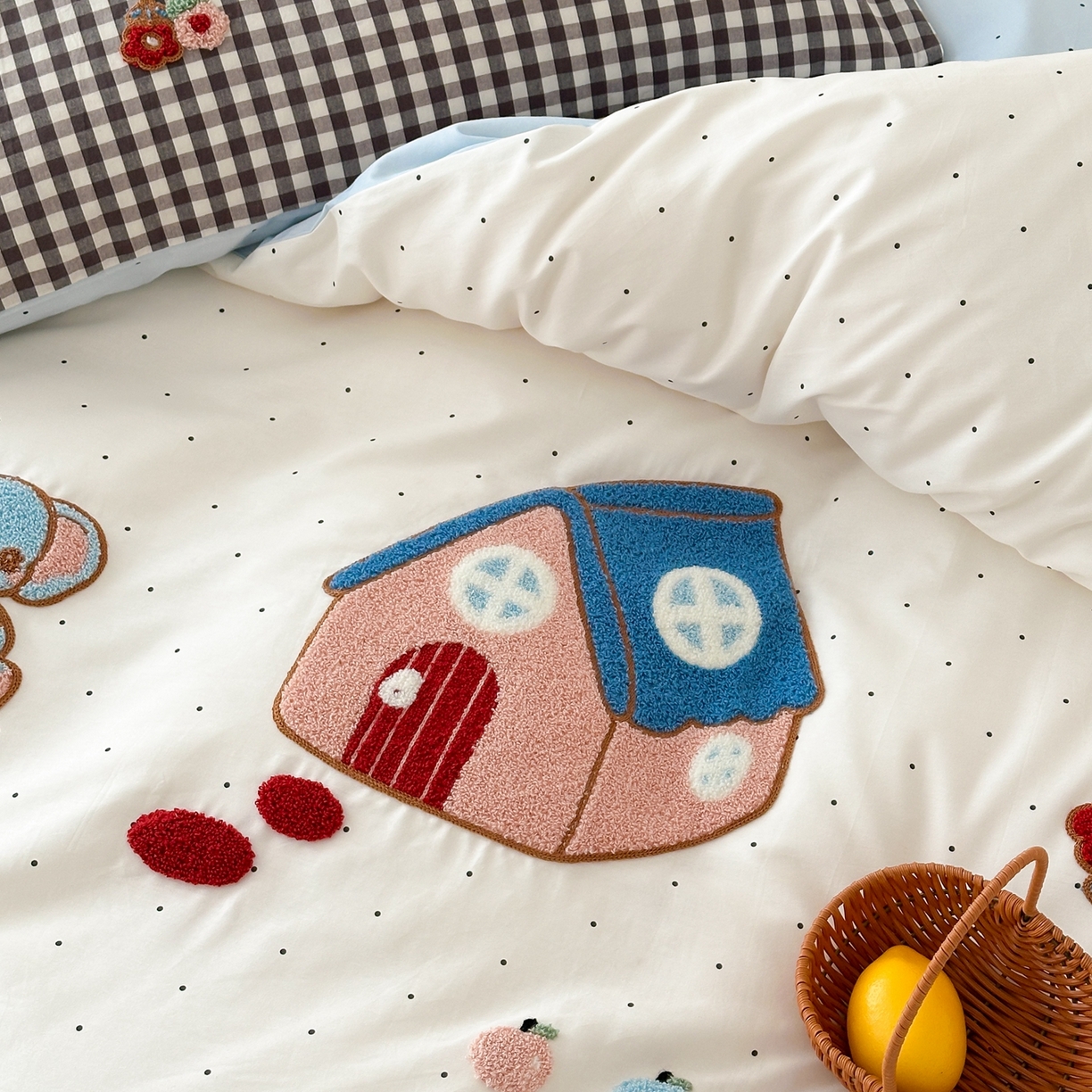 91家纺网 家纺一手货源 找家纺 懒猫家纺 2026新款【童趣系列】全棉纯棉印花刺绣套件【带礼盒】【带图片同款立体蝴蝶结】 小象日记