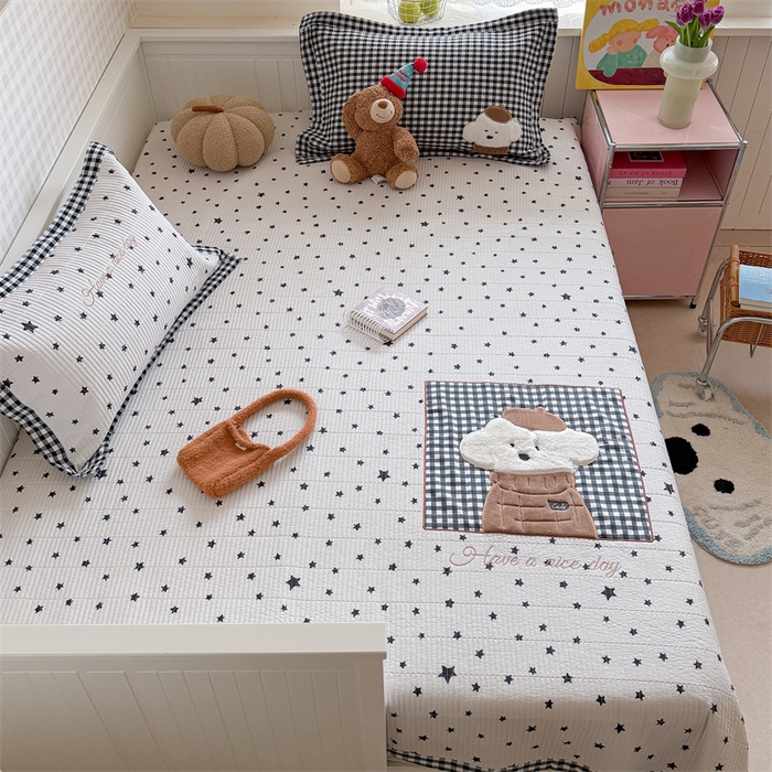 91家纺网 家纺一手货源 找家纺 暖生活 2026新款工艺款全棉水洗棉夏被四件套夏凉被空调被 绅士小狗