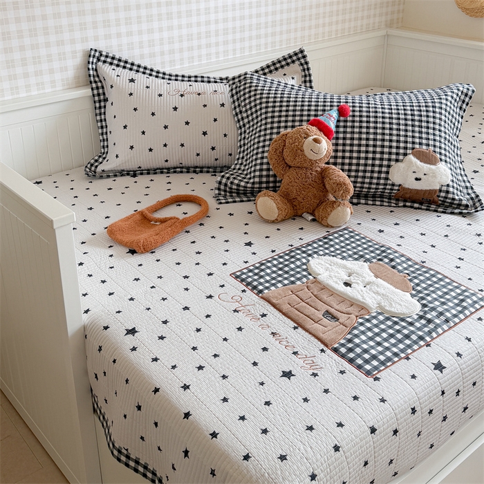 91家纺网 家纺一手货源 找家纺 暖生活 2026新款工艺款全棉水洗棉夏被四件套夏凉被空调被 绅士小狗