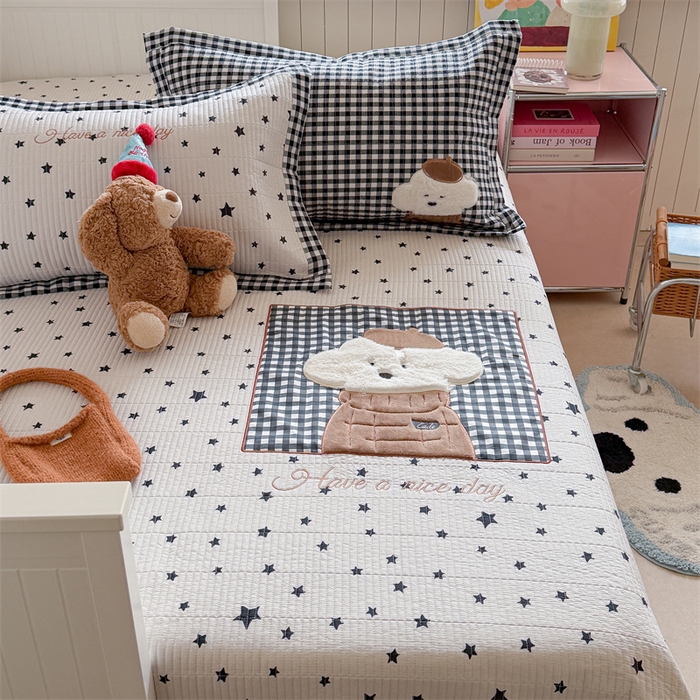 91家纺网 家纺一手货源 找家纺 暖生活 2026新款工艺款全棉水洗棉夏被四件套夏凉被空调被 绅士小狗