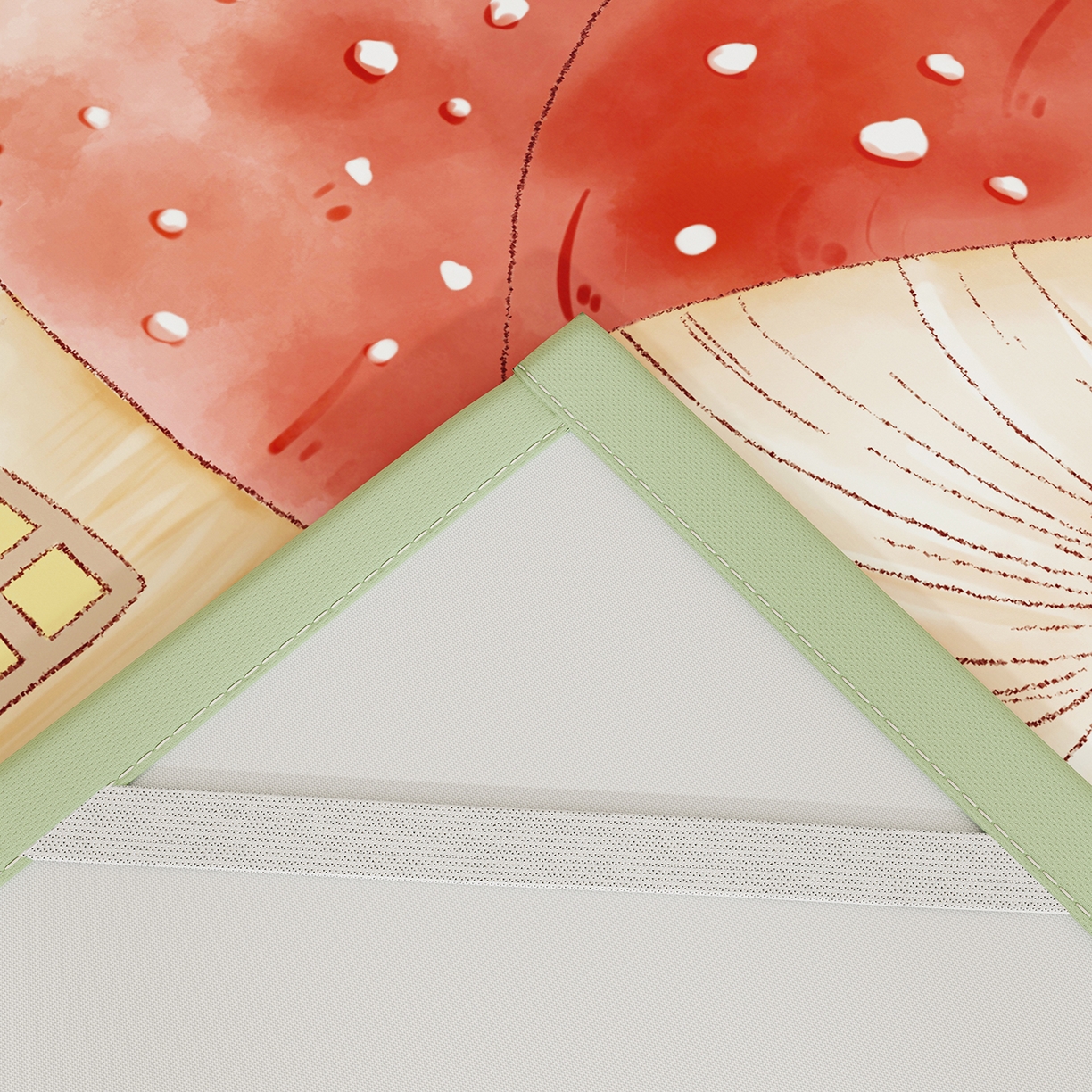 91家纺网 家纺一手货源 找家纺 奇丝雅 2026A类数码印花大版卡通冰丝凉席双人席可机洗学生宿舍空调软席三件套三明治网底 蘑菇城堡