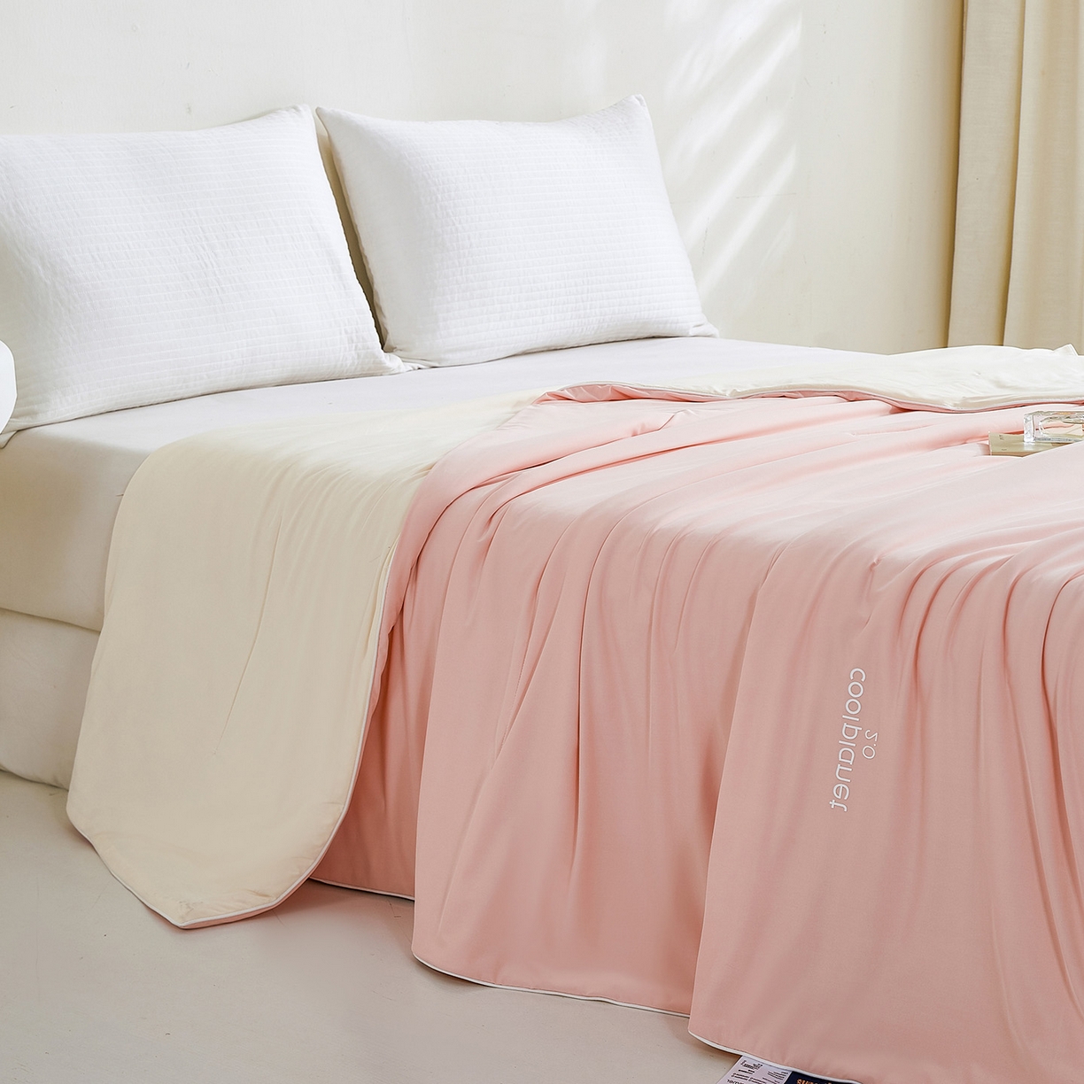 91家纺网 家纺一手货源 找家纺 眠势力 2026新款锦氨凉感夏被空调被夏凉被 桃屿粉