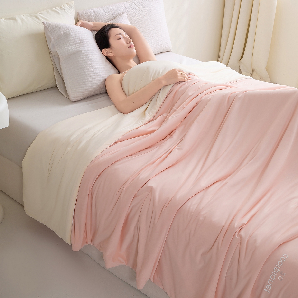 91家纺网 家纺一手货源 找家纺 眠势力 2026新款锦氨凉感夏被空调被夏凉被 桃屿粉