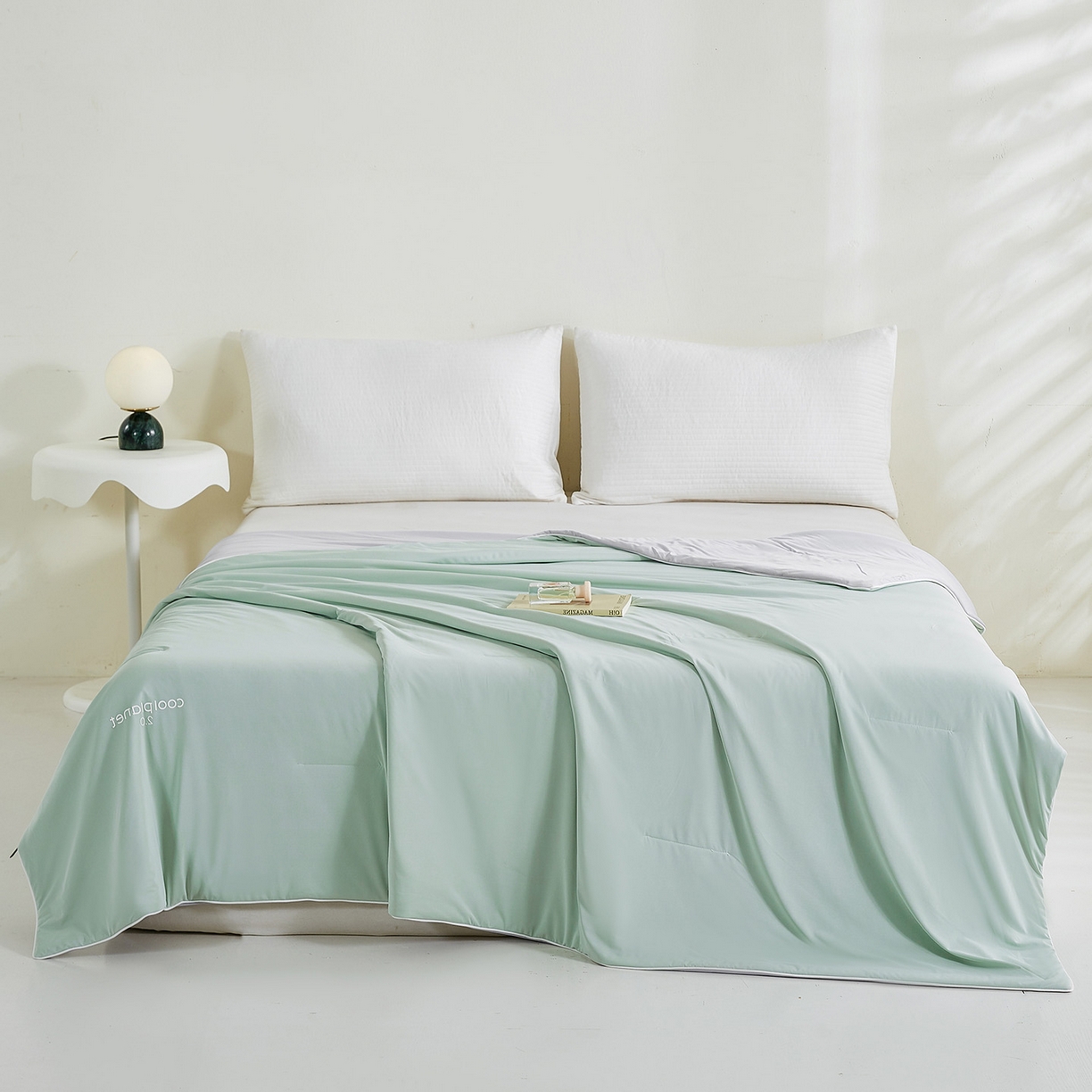 91家纺网 家纺一手货源 找家纺 眠势力 2026新款锦氨凉感夏被空调被夏凉被 水漾绿