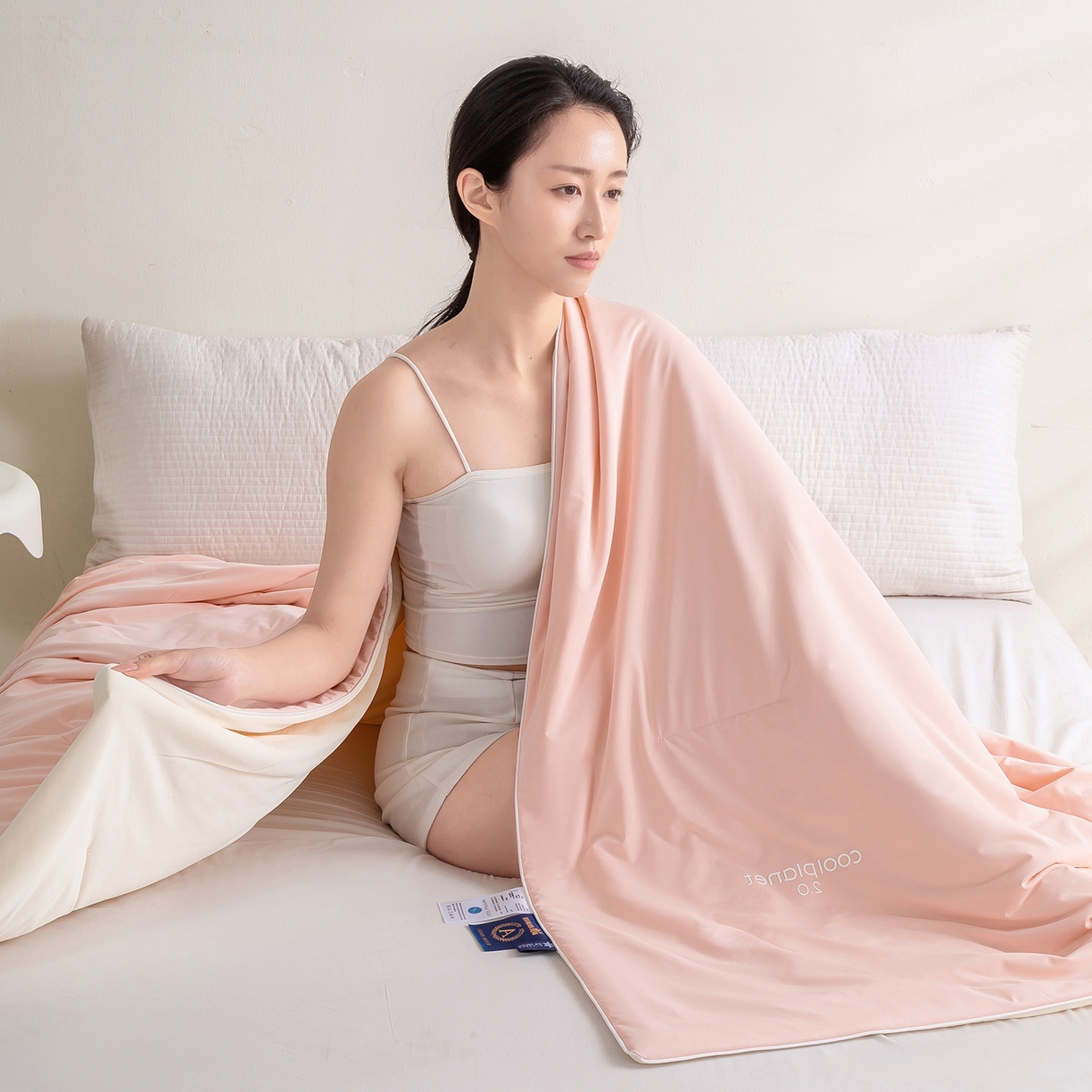 91家纺网 家纺一手货源 找家纺 眠势力 2026新款锦氨凉感夏被空调被夏凉被 桃屿粉