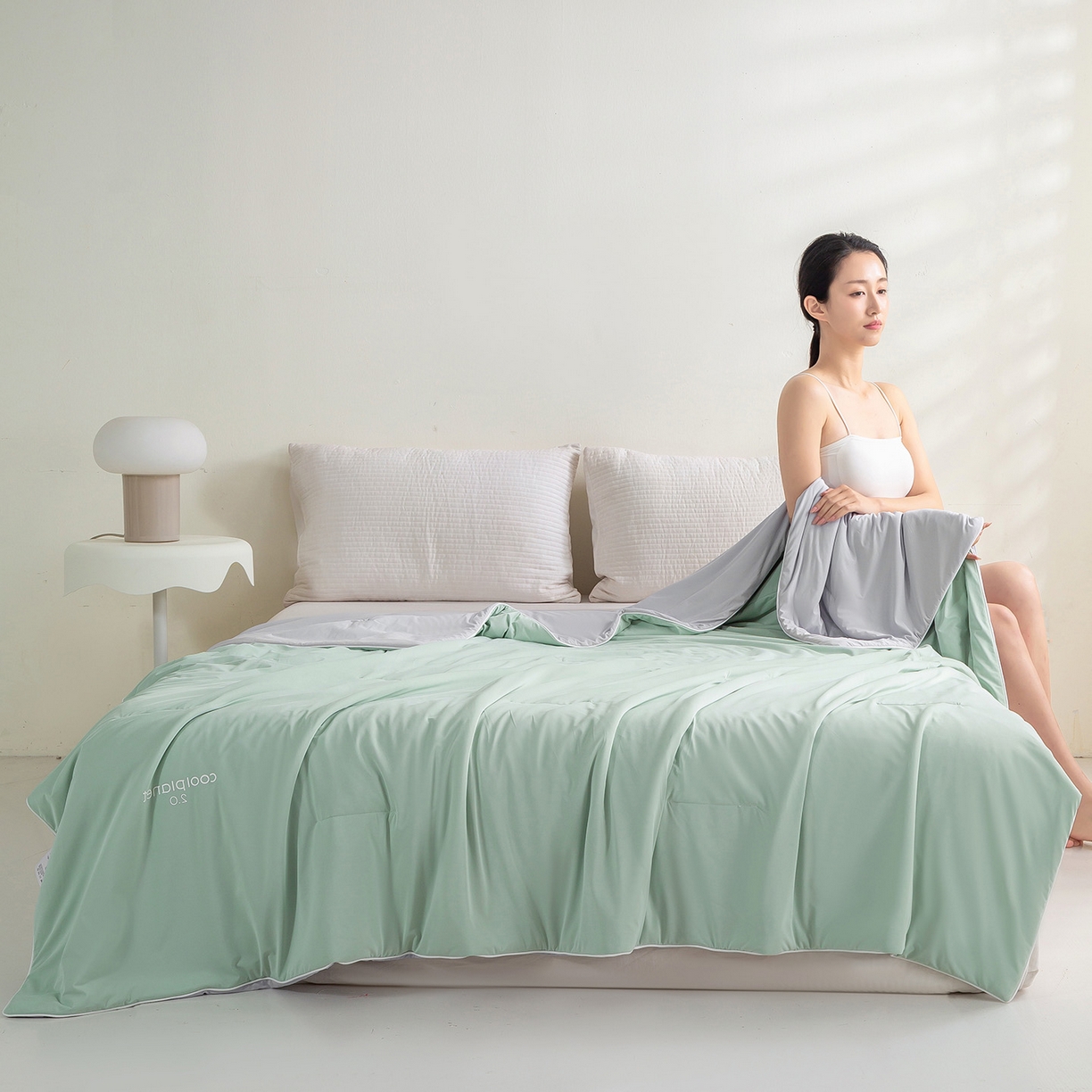 91家纺网 家纺一手货源 找家纺 眠势力 2026新款锦氨凉感夏被空调被夏凉被 水漾绿